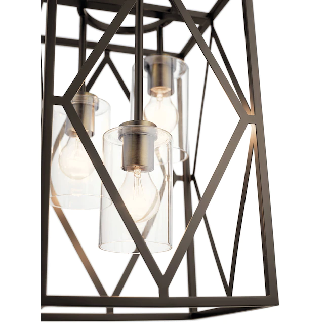 Kichler 82316 Solander 3-Light Olde Bronze Traditional Clear Glass Geometric Pendant Light