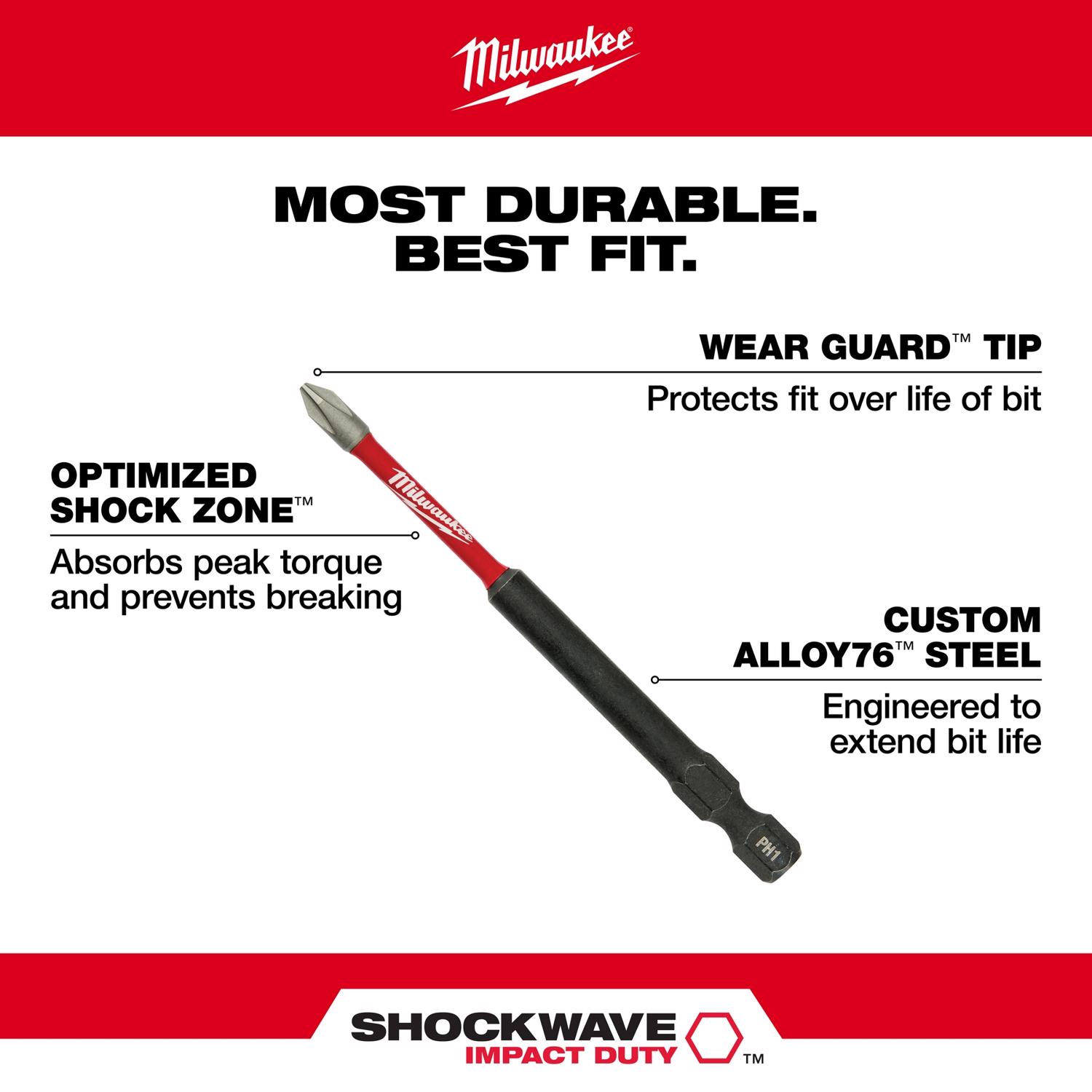 MW Shockwave Square #2 X 3-1/2 in. L Impact Power Bit Steel 1 pc