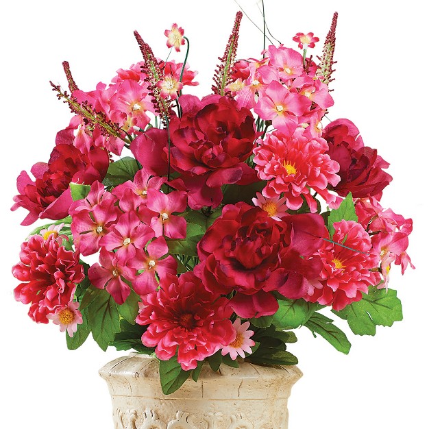 Collections Etc Artificial Mixed Floral Bouquet Planter Or Vase Pick Stem For Indoor Outdoor Use