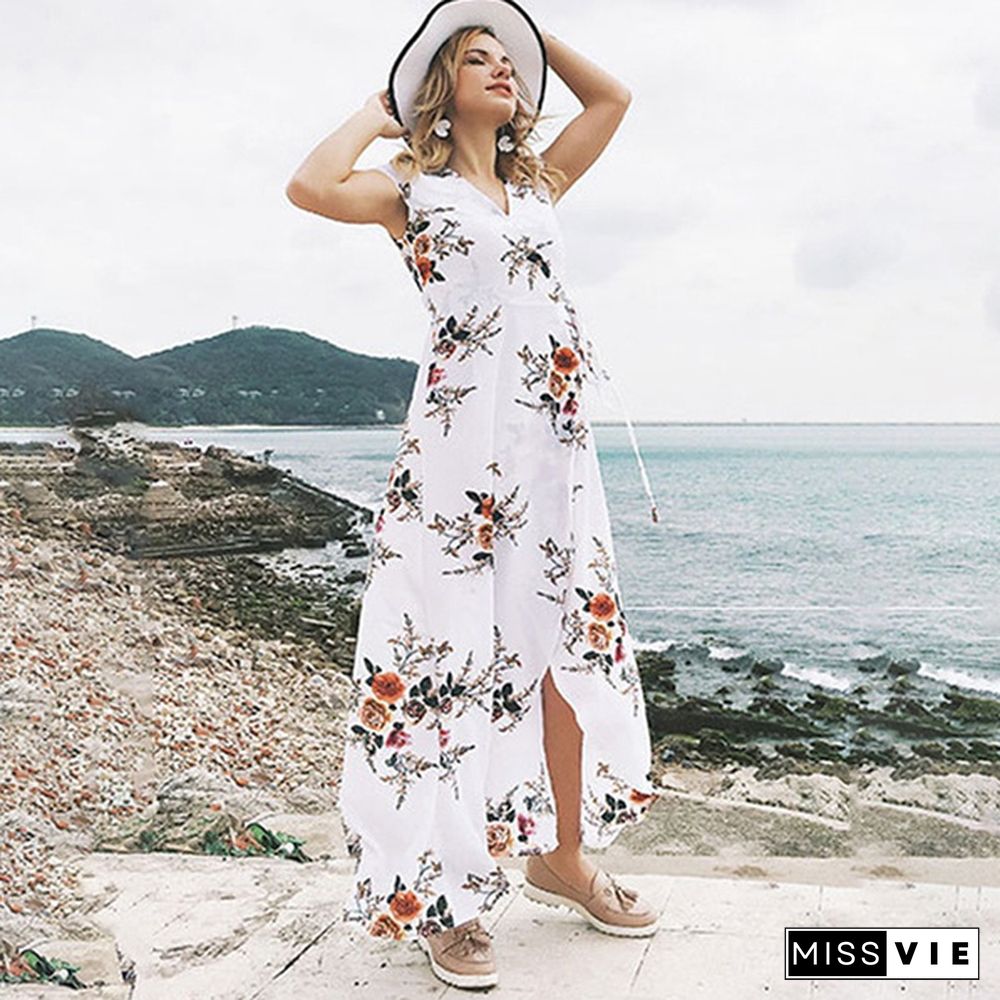 GT Sexy Women Summer Fashion Boho Maxi Dress Split Ends Elegant Evening Party Long Dress Beach Dress