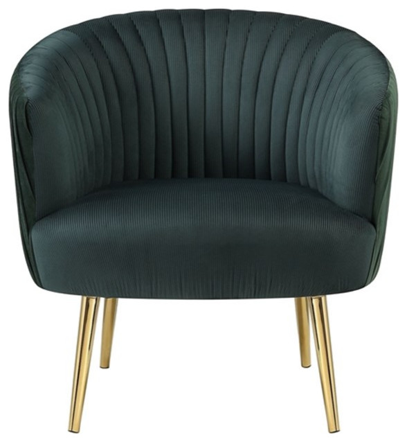 Accent Chair with Channel Stitching and Metal Legs Green   Contemporary   Armchairs And Accent Chairs   by Homesquare  Houzz