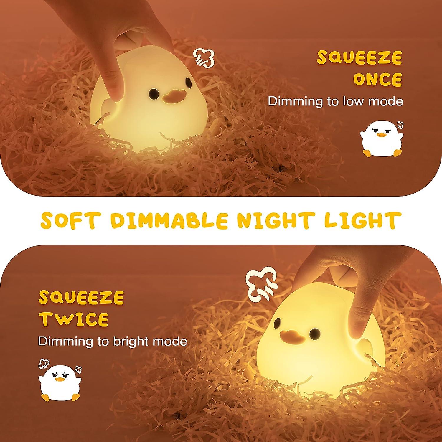 Led Cute Bean Duck Night Light， Cute Animal Silicone Nursery Night Light Rechargeable Table Lamp Bedside Lamp With Touch Sensor For Bedrooms