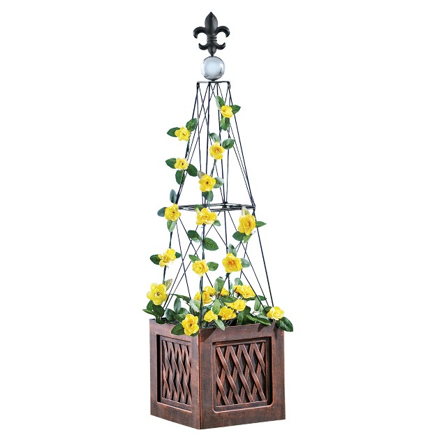 Collections Etc Bronze Color Finish Removable Trellis Planter 7 75 X 7 75 X 31 5