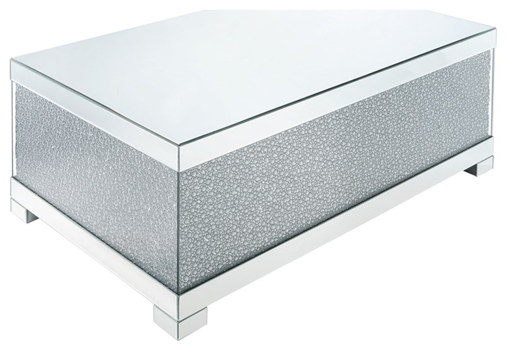 ACME Mallika Rectangular Coffee Table in Mirrored and Faux Crystals   Contemporary   Coffee Tables   by Homesquare  Houzz