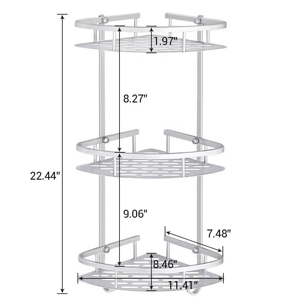 Dyiom 3 Layer Bathroom Triangular Shower Caddy Shelf Corner Bath Rack Rustproof Storage Organizer Holder Basket in Silver 894398440