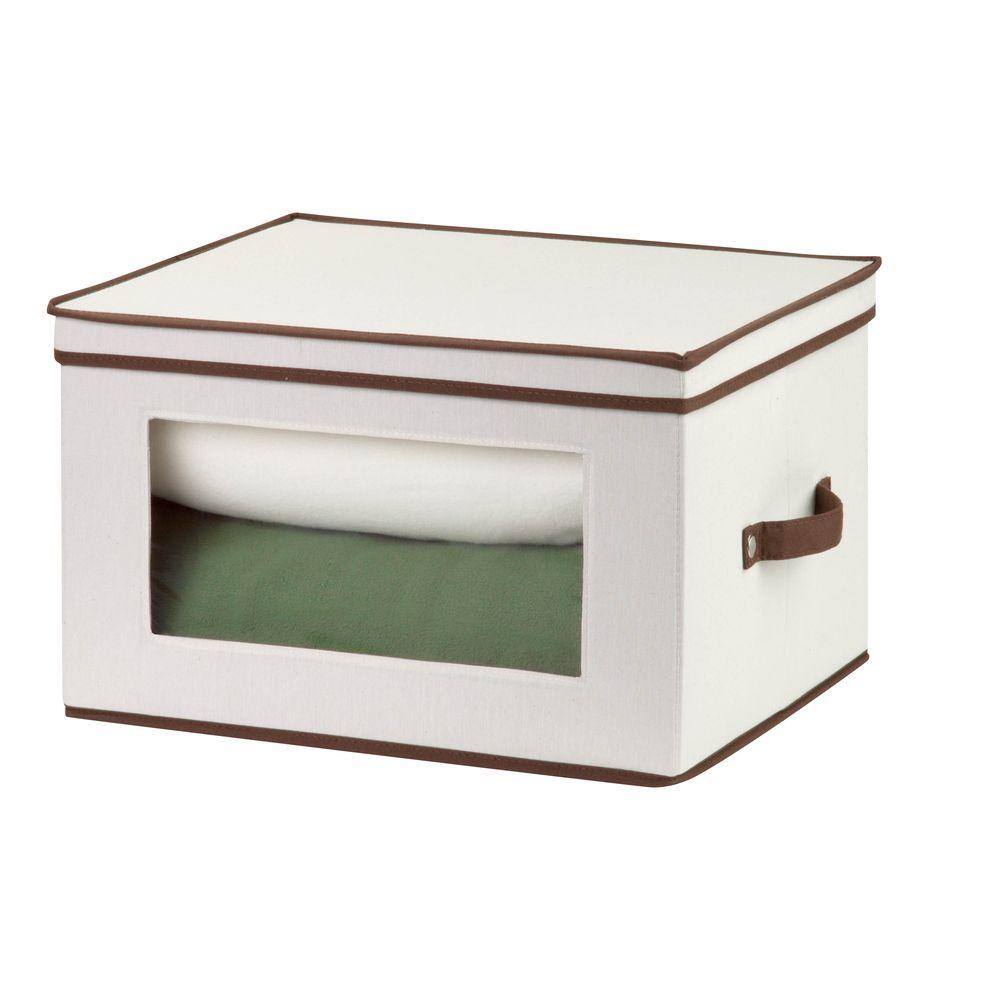 Honey-Can-Do 10.625 in. H x 13.5 in. W x 17.625 in. D Beige Canvas Cube Storage Bin SFT-02068