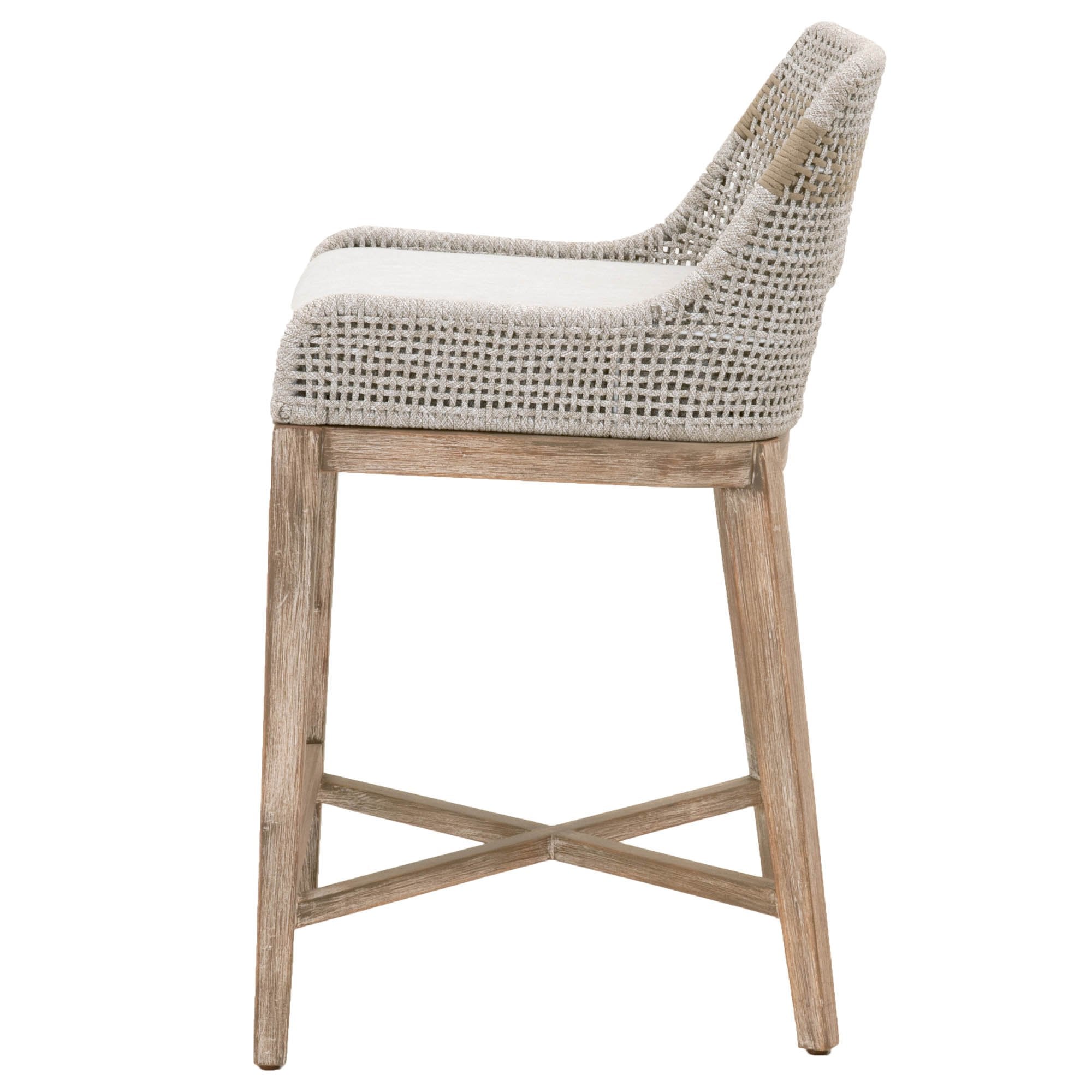 Tapestry Counter Stool in Taupe & White Flat Rope