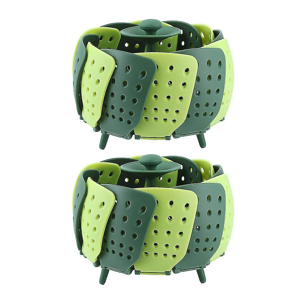 2pcs Foldable Steaming Basket High Temperature Resistant Cooker Dish for Vegetable Fruit