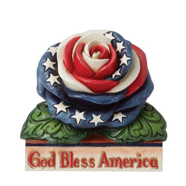 Jim Shore Mini Patriotic Rose One Figurine 3 Inches Heartwood Creek 6012432 Resin Multicolored