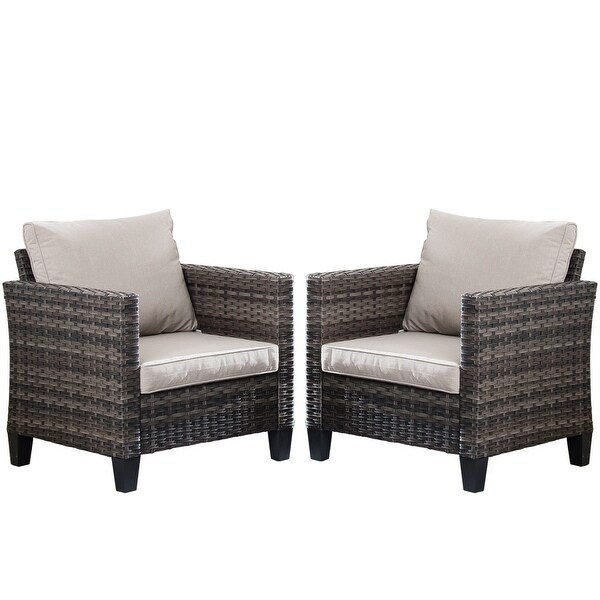 OVIOS 2piece Outdoor Highback Wicker Single Chairs