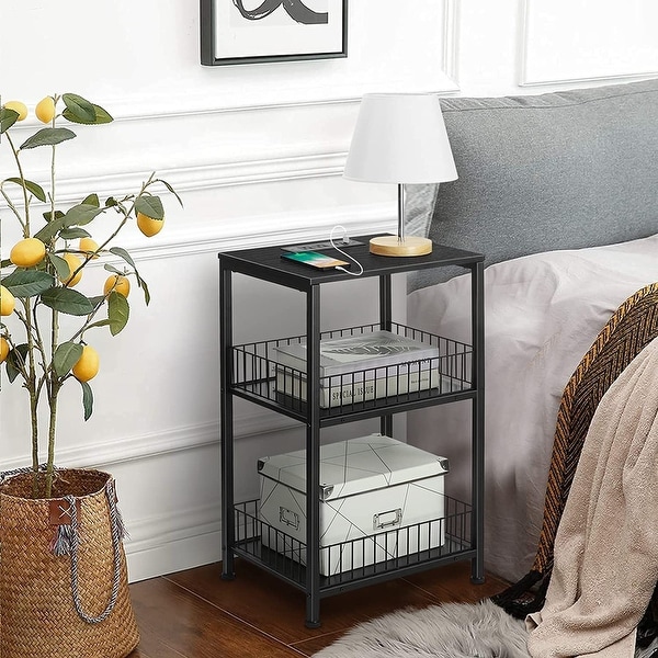 3 Tier Side Table with Charging Station