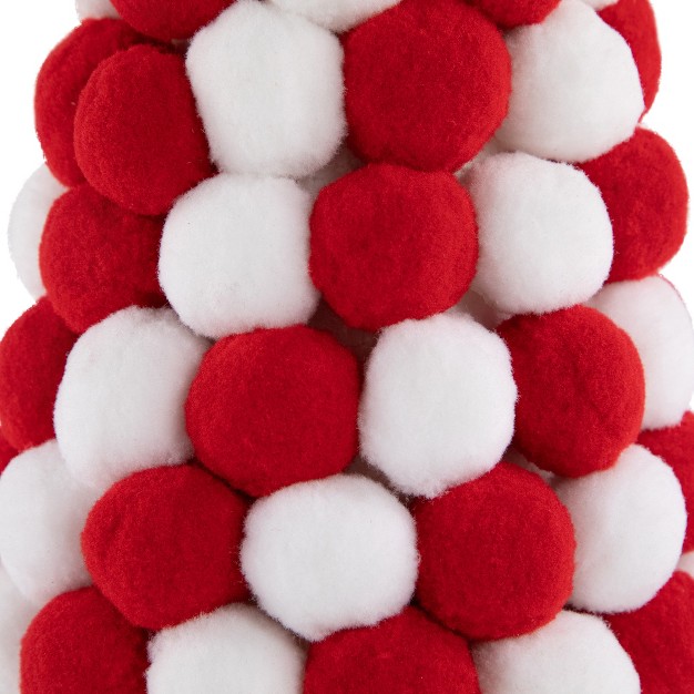 White And Red Pom Pom Tree Christmas Table Decoration