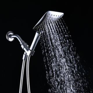 Aurora Decor ACA 3-Spray Patterns with 1.8 GPM 5 in. Rectangle Wall Mount Handheld Shower Head with Hose in Chrome SFMSHD2B12BN