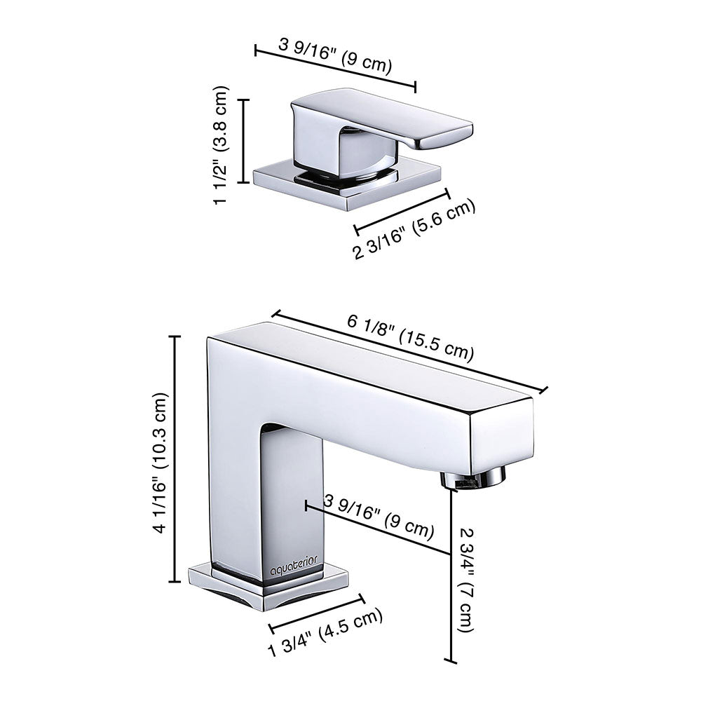 Aquaterior Widespread Faucet 3-Hole 2-Handle Cold Hot 4