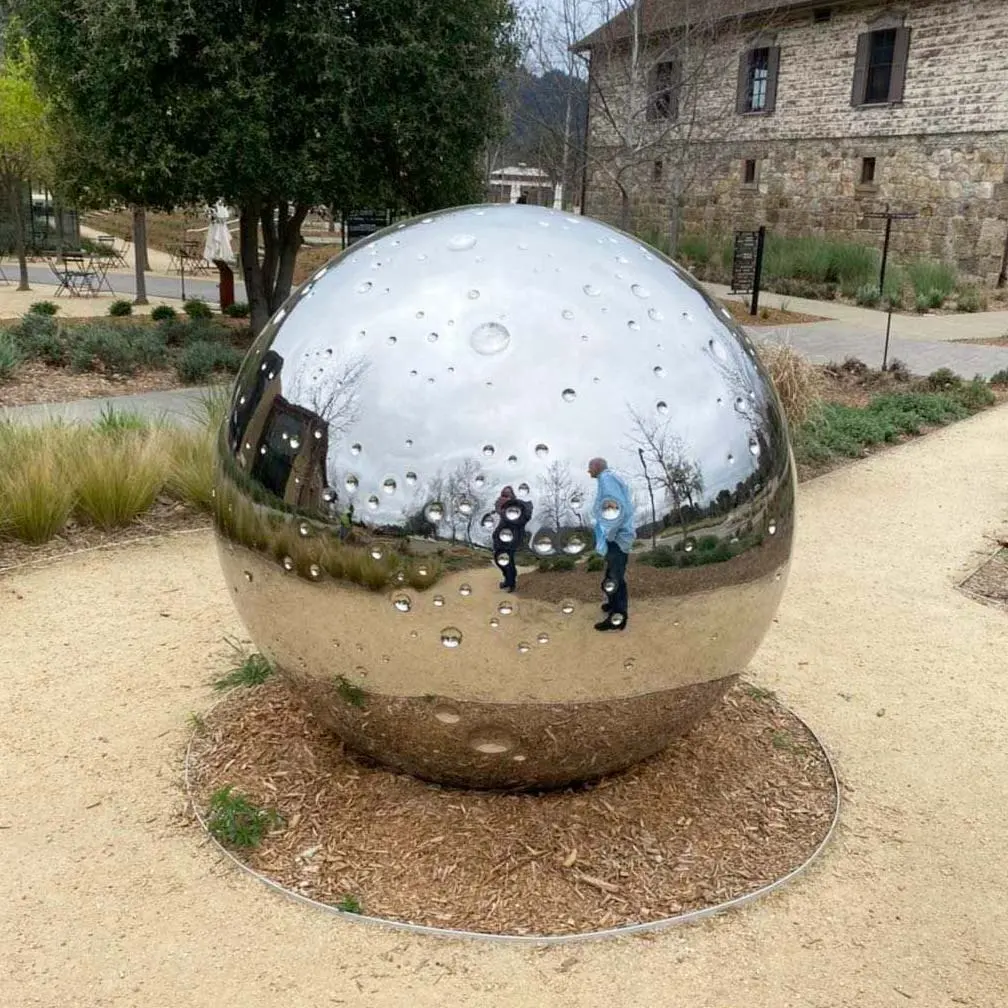 Custom modern arts mirror polished stainless steel sphere metal ball outdoor sculpture for garden decoration