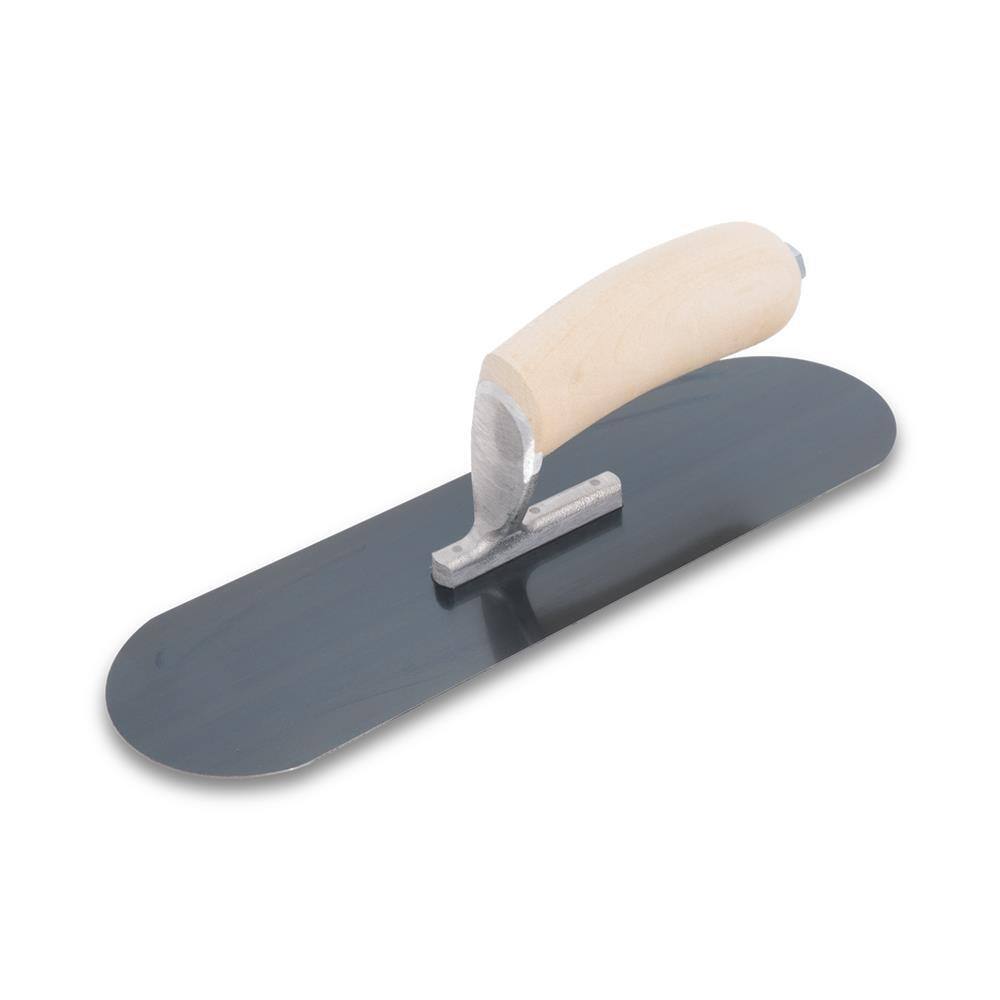 MARSHALLTOWN 12 in. x 3-12 in. Fully Rounded Exposed Rivets Blue Steel Trowel - Wood Handle SP12BR3