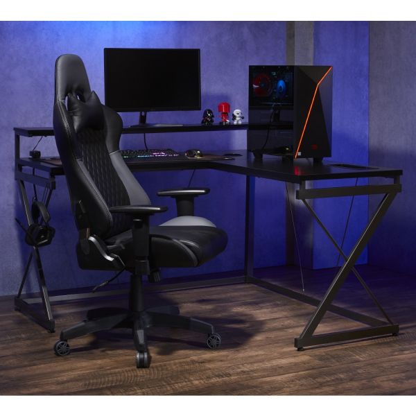 RS Gaming DRG High-Back Gaming Chair， Black/Gray