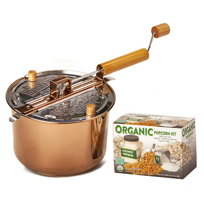 Wabash Valley Farms Copper-Plated Stainless Steel Whirley-Pop Popcorn Popper with Organic DIY Set