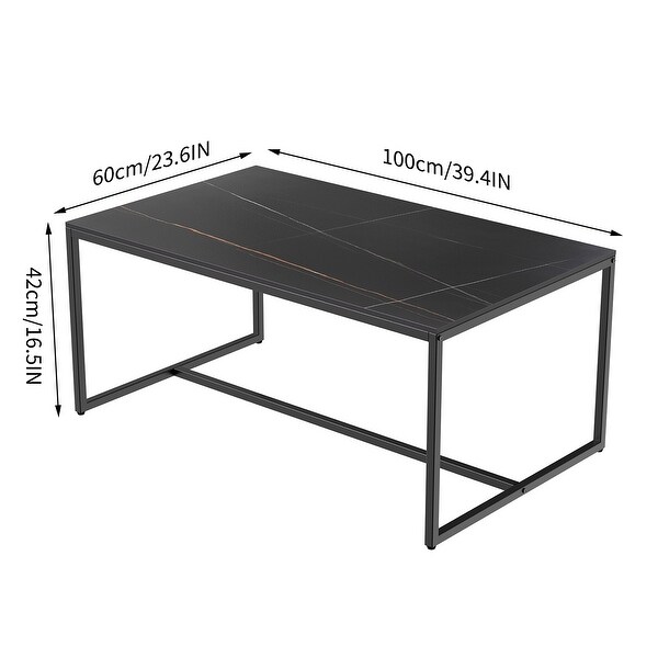 Solid Artifical Marble Rectangle Coffee Table - 23.6