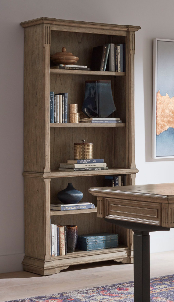 Traditional Wood Open Bookcase Office Shelving Fully Assembled Light Brown   Traditional   Bookcases   by Martin Furniture  Houzz