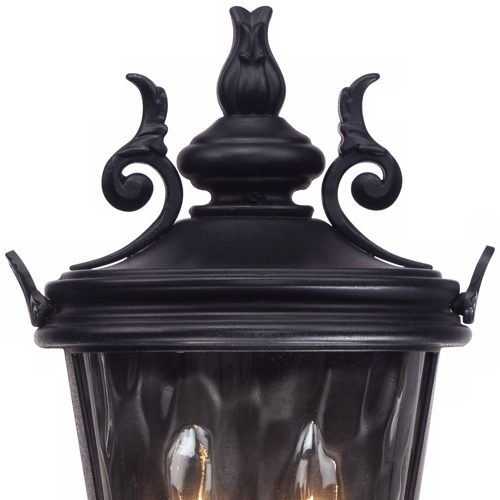 John Timberland Traditional Outdoor Wall Light Fixture Textured Black Scroll 17" Clear Hammered Glass for Exterior Porch Patio