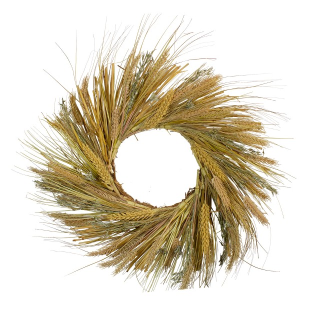 Wheat And Straw Stalks Artificial Wreath Unlit