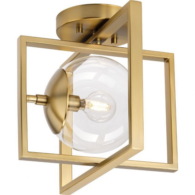 Progress Lighting Atwell 1 light Semi flush Mount Ceiling Light Brushed Bronze Clear Globe Shade