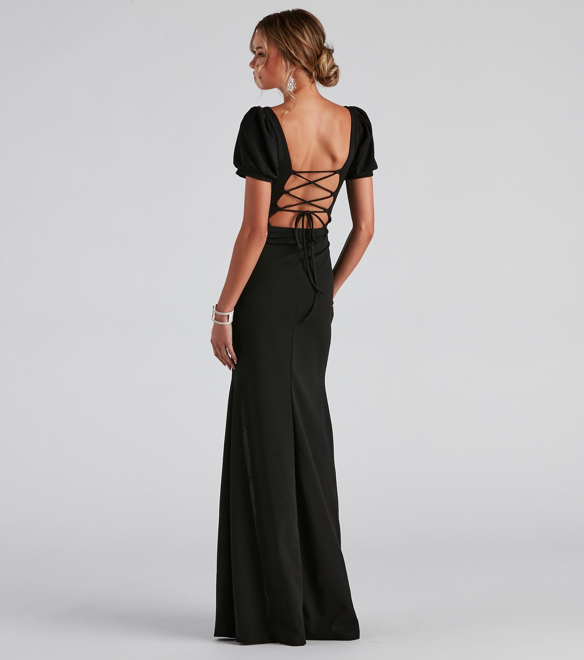 Denali Formal Puff Sleeve Long Dress