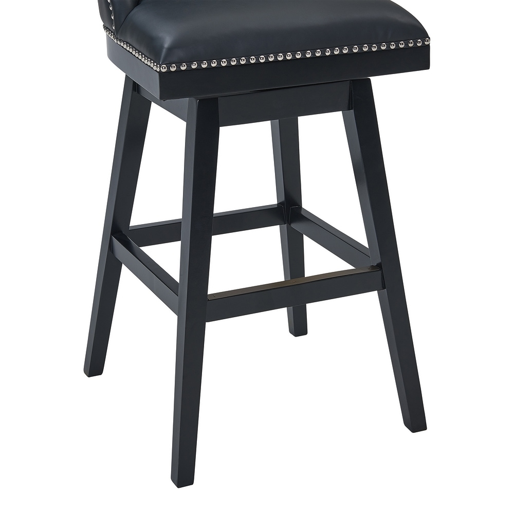 Journey Wood and Faux Leather Swivel Bar Stool