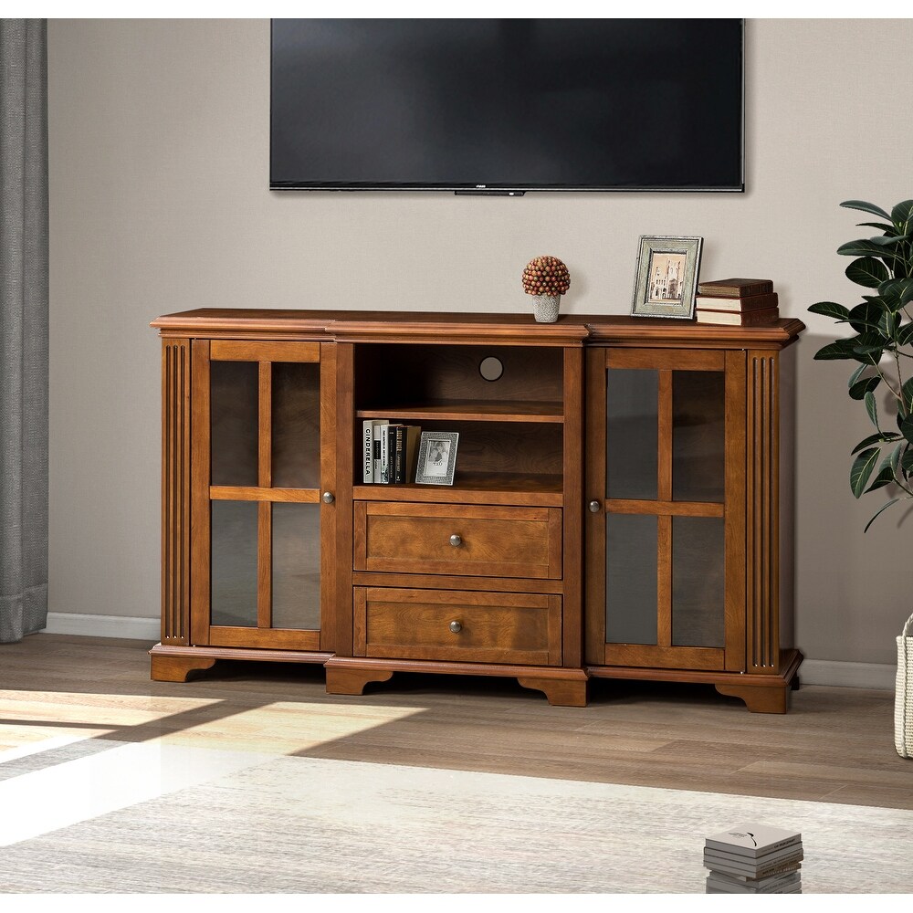 Dietrich Modern Multifunctional Wooden TV Stand with 2 Drawers by HULALA HOME