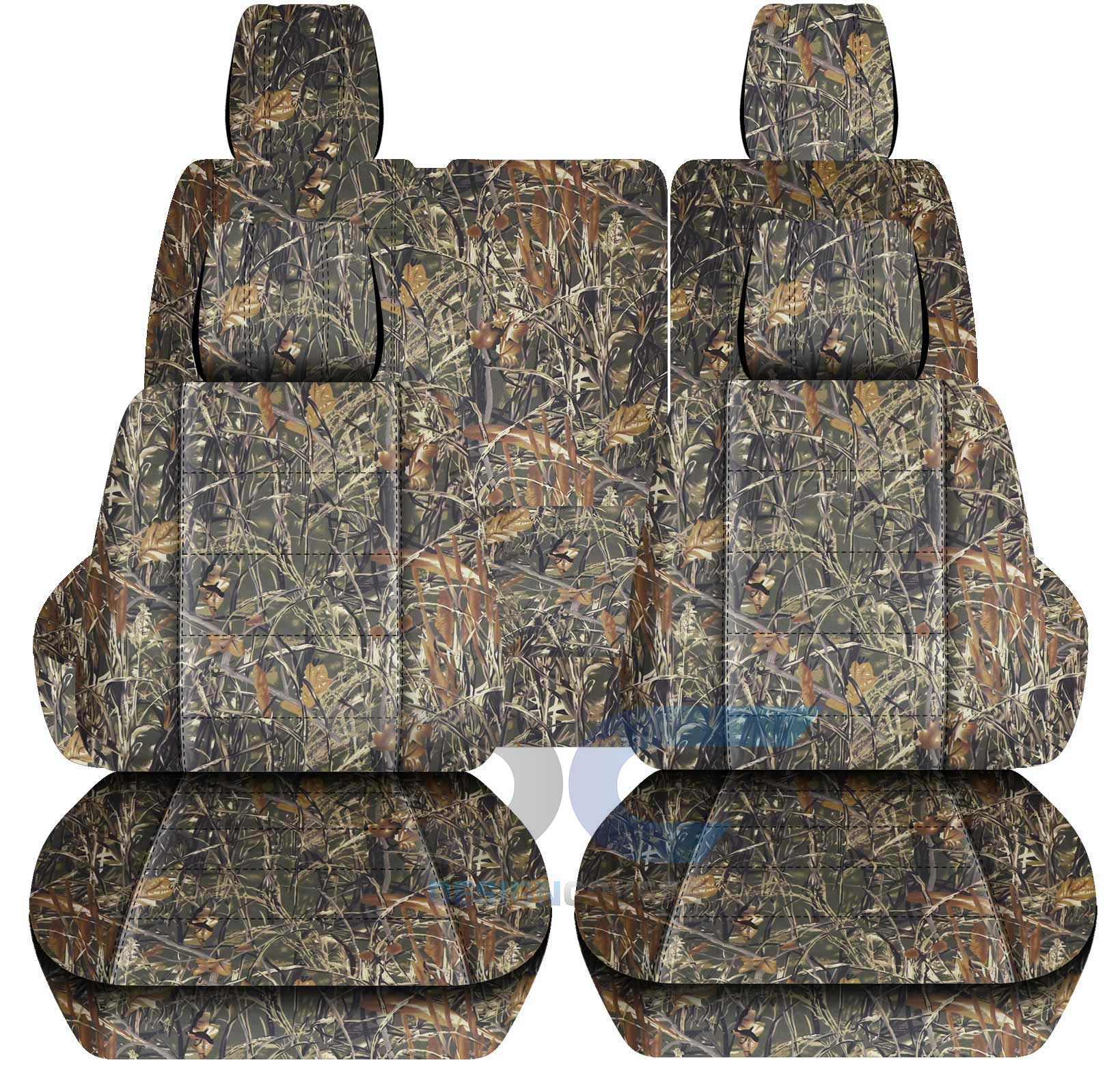 T409-Designcovers Compatible with 2018-2022 Jeep Wrangler JL 4-Door Camo Seat Covers:Wetland Camouflage - Full Set: Front and Rear Split Bench