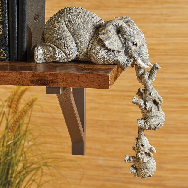 Collections Etc Elephant Family Collectible Figurines Set Of 3 Grey