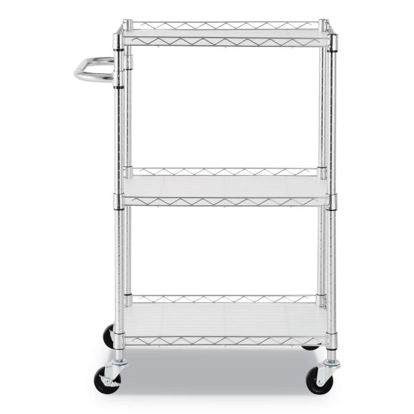 Alera Three-Shelf Wire Cart with Liners， Metal， 3 Shelves， 450 lb Capacity， 24