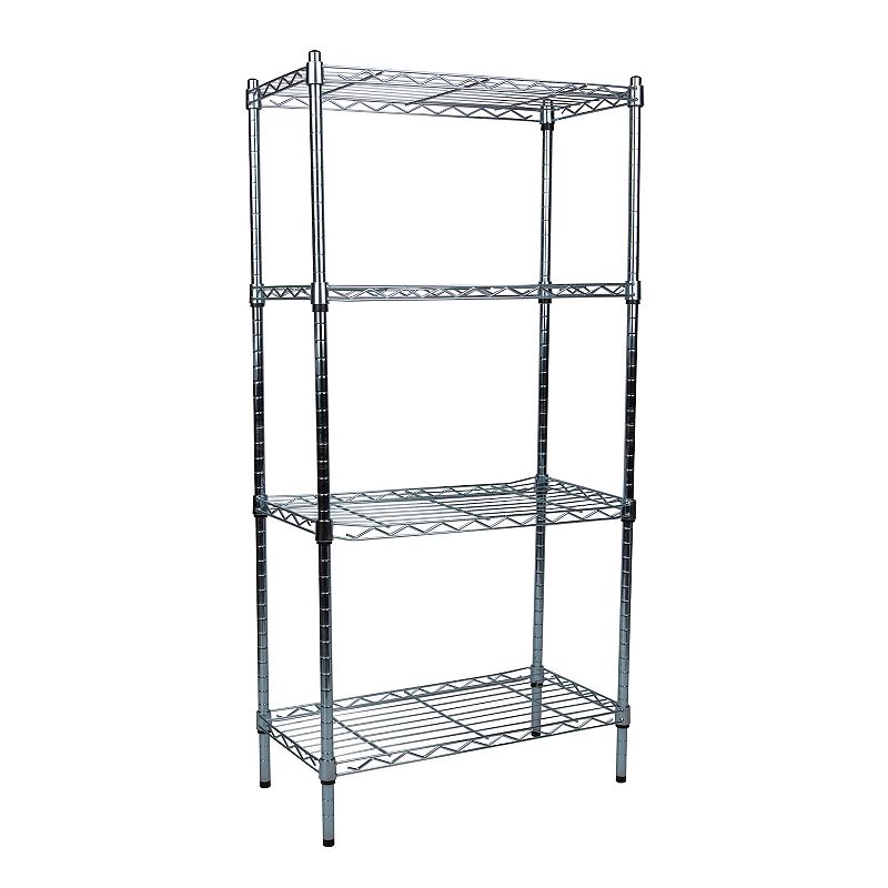 Mind Reader Alloy Collection Adjustable 4-Tier Industrial Storage Shelves