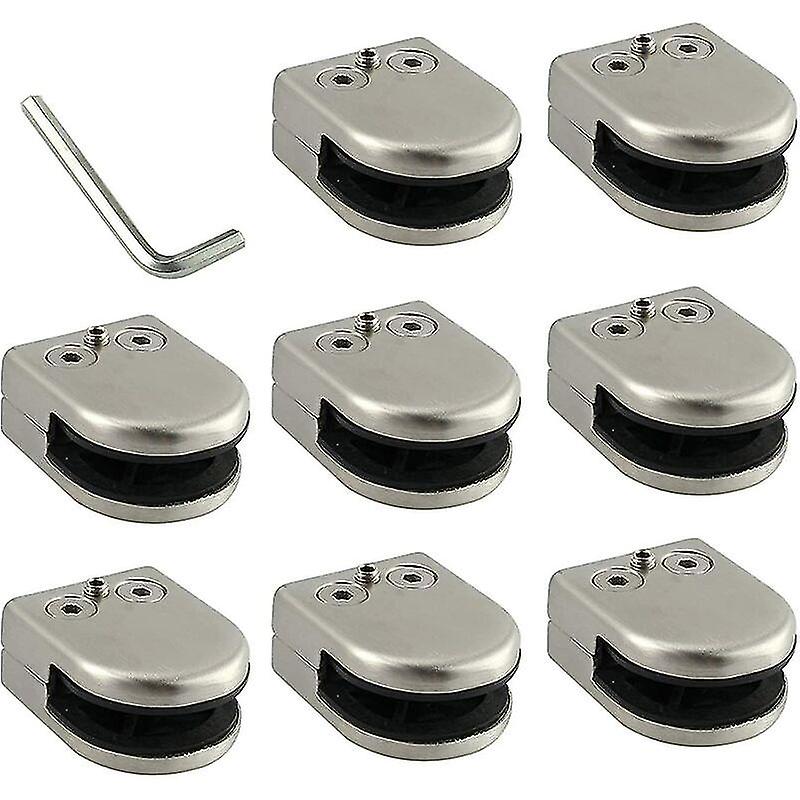 Glass Clamp 8 Pcs 6-8mm 304 Stainless Steel Glass Clip Clamp Support Flat Back Chromig Finish For Balustrade