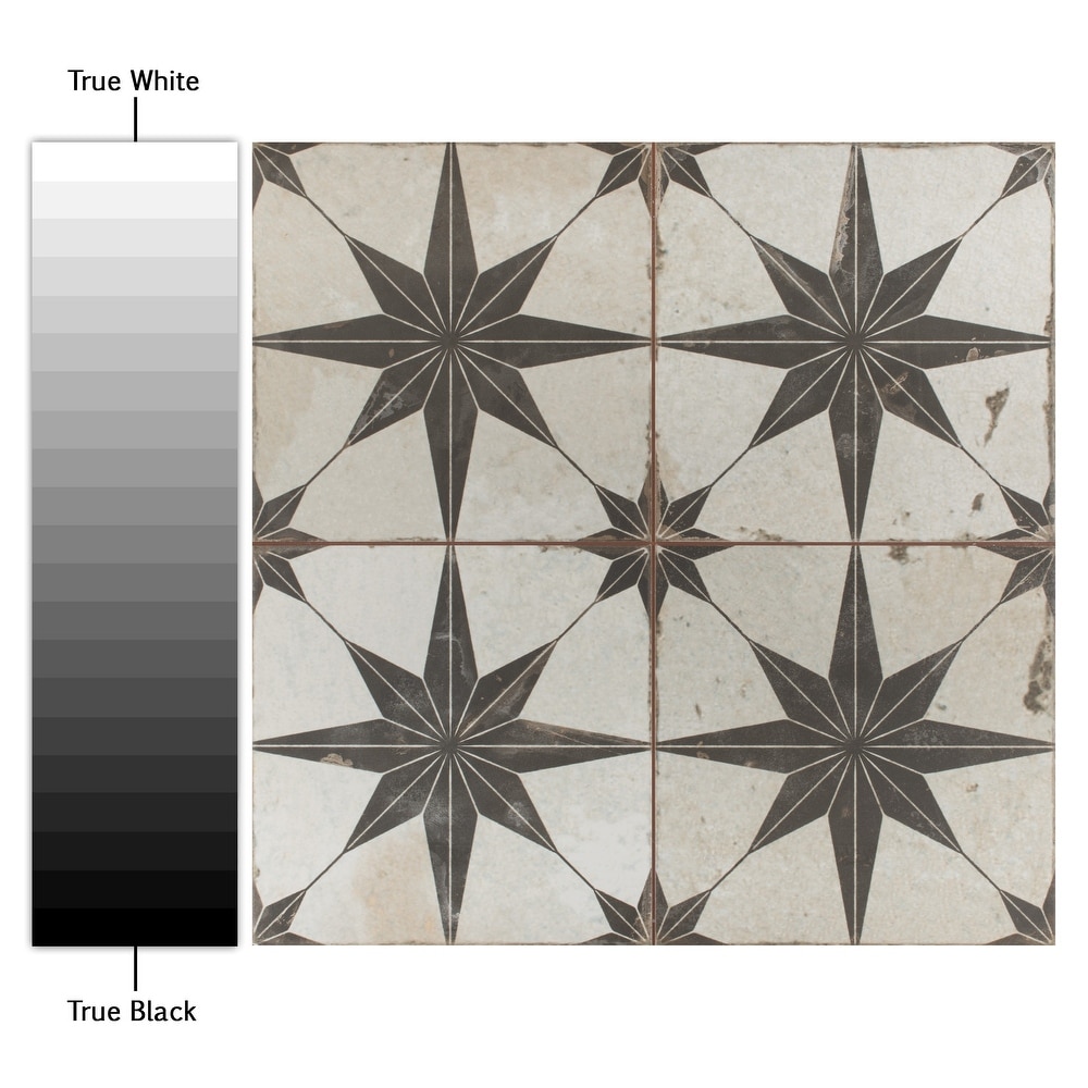 Merola Tile Kings Star Nero Encaustic 17.63\