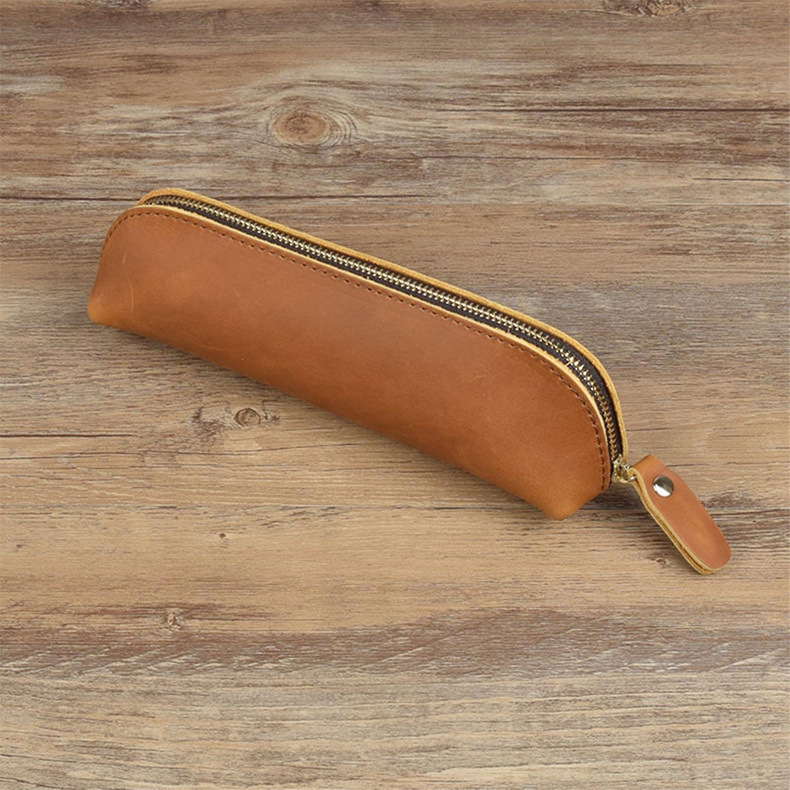 Retro Handmade Pencil Case Zippered Glasses Bag Portable Stationery Pen Bag