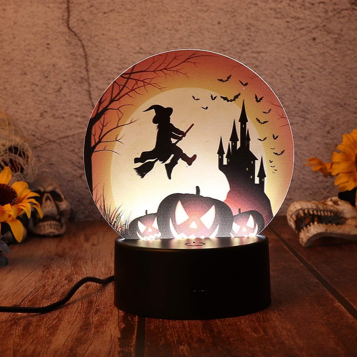 Halloween Night Light Led Night Lamp Pumpkin Witch Bedside Night Light Decorative Table Lamp Light Gift For Halloween Home Party (without Battery)