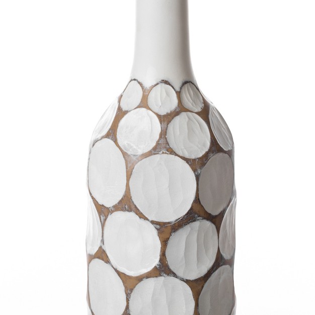 Uniquewise Decorative Contemporary Floor Vase White Carved Divot Bubble Design With Tall Neck