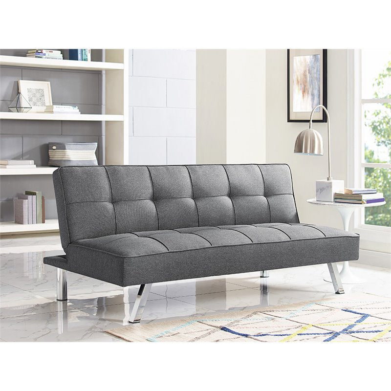 Hawthorne Collections Tufted Convertible Sleeper Sofa in Charcoal