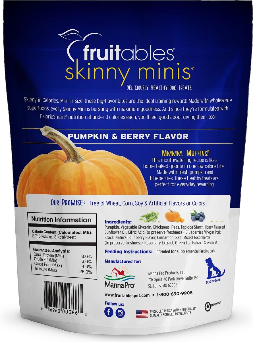 Fruitables Skinny Minis Pumpkin and Berry Flavor Soft and Chewy Dog Treats