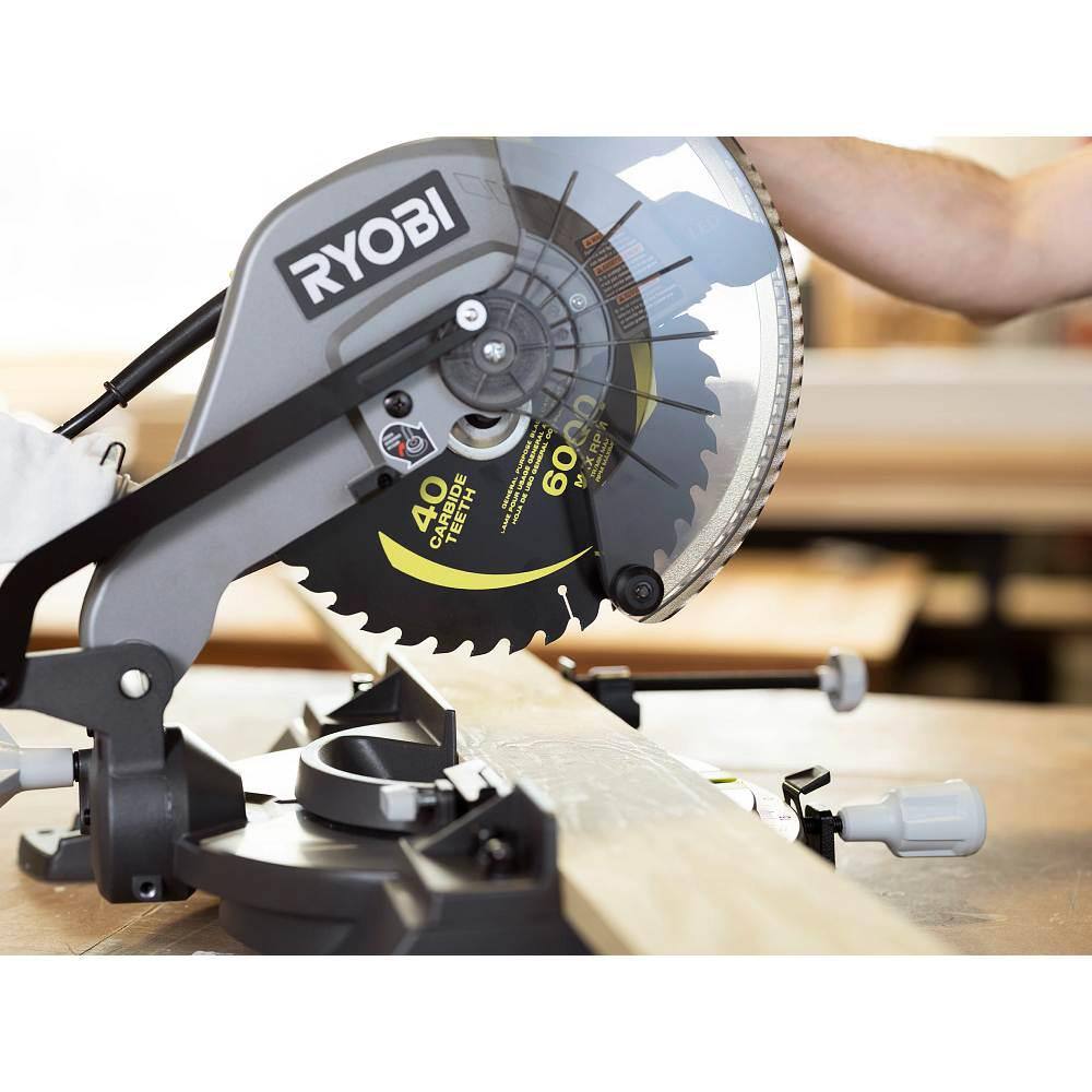 RYOBI 10 in. 40 Carbide Teeth Thin Kerf Miter Saw Blade A181002