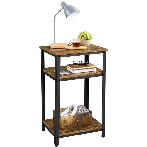 Yaheetech End Table Industrial Telephone Table with 2-Tier Shelves