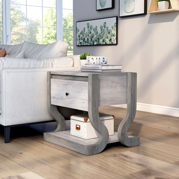 DH BASIC Coastal White Single-drawer End Table by Denhour