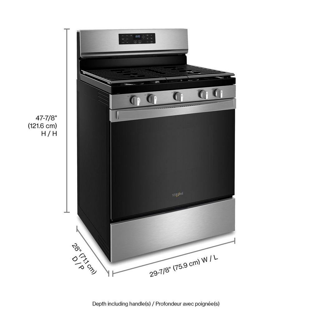 Whirlpool 30 in. 5.0 cu.ft. Gas Range with Air Fry in Fingerprint Resistant Stainless Steel WFG550S0LZ