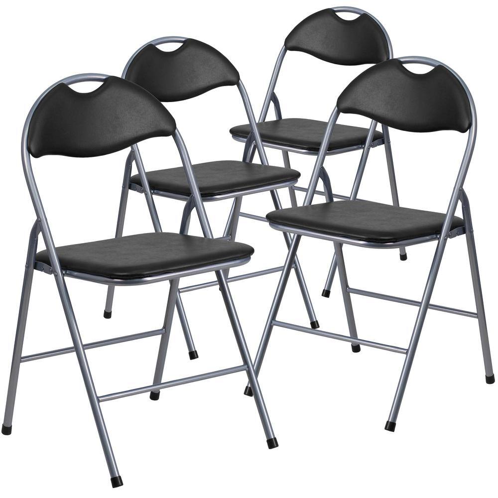 Flash Furniture Black Metal Folding Chair (4-Pack) CGA-JB-158106-BL-HD