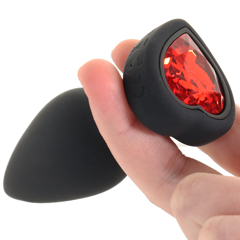 Booty Sparks Red Heart Gem Vibrating Anal Plug in Small