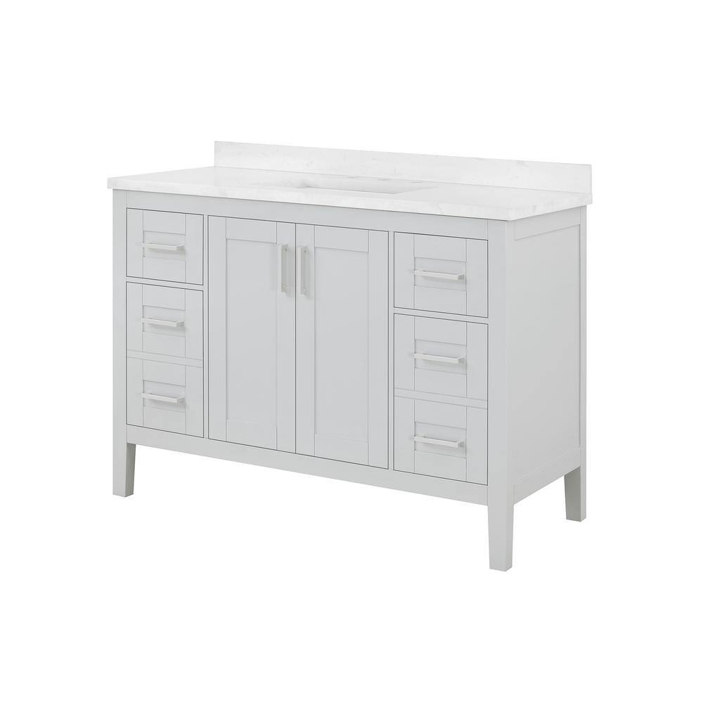 Home Decorators Collection Sepal 48 in. W x 21 in. D x 34.50 in. H Bath Vanity in Dove Grey with White Cultured Marble Top Sepal 48G