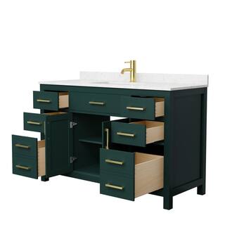 Wyndham Collection Beckett 54 in. W x 22 in. D x 35 in. H Single Sink Bathroom Vanity in Green with Carrara Cultured Marble Top WCG242454SGDCCUNSMXX