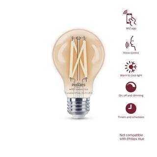 Philips 60-Watt Equivalent A19 Smart Wi-Fi LED Vintage Edison Tuneable White Light Bulb Powered by WiZ with Bluetooth (4-Pack) 567164